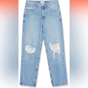 The Drop Woman’s Luca High Rise Distressed Loose Straight Fit Jeans Size 41